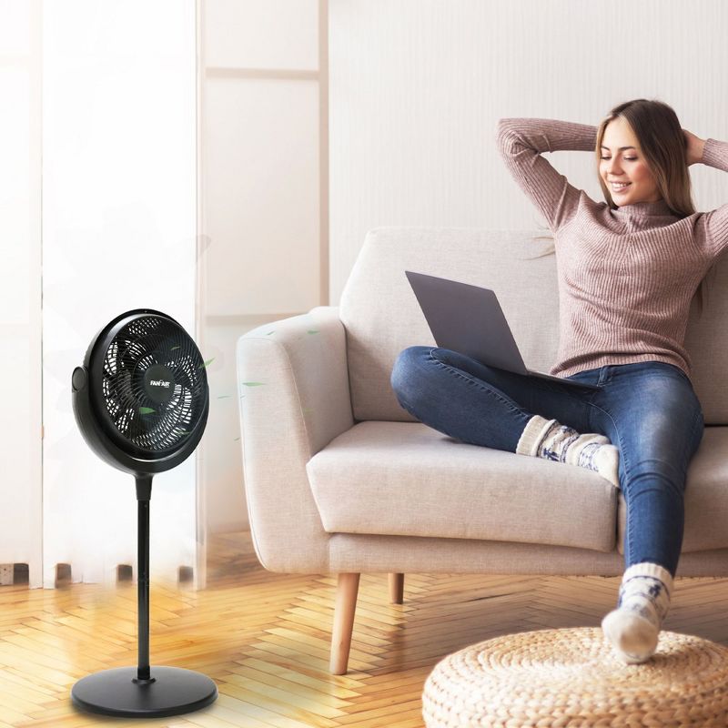 FanFair 2-in-1 Convert Stand Fan to Floor Fan Air Circulator with 3-Speeds for Bedroom, Home, and Office, Black, 4 of 8