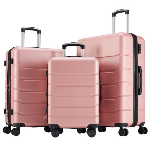 20 Inch 24 Inch 28 Inch 3 Piece ABS Suitcase Hard Shell Luggage with Universal Wheel FIRNEWST Pink