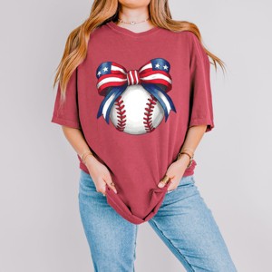 Simply Sage Market Coquette Patriotic Baseball Garment Dyed Tee - 1 of 4