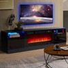 AOXUN 70" Wood Texture Fireplace TV Stand with 36" Electric Fireplace, LED Light Entertainment Center, with Storage Cabinet for TVs Up to 80", Black - 4 of 4