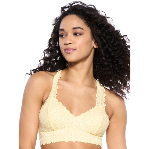 Jezebel by Felina Women's Lace Bralette (Pale Banana, Medium)