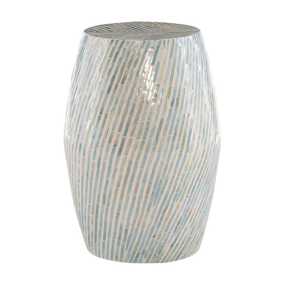 Prianna Drum Table Light Blue - Linon: Capiz Shell Finish, No Assembly Required, MDF & Mosaic Tile