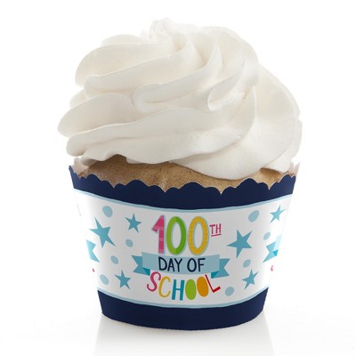 Big Dot of Happiness Happy 100th Day of School - 100 Days Party Decorations - Party Cupcake Wrappers - Set of 12