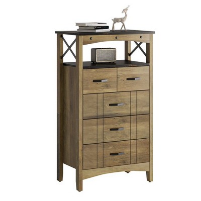 Year Color Rustic Storage Cabinet With 2 Drawers, Door, Shelf Accent, And  Metal Base For Bedroom, Living Room, Entryway, And Home Office : Target