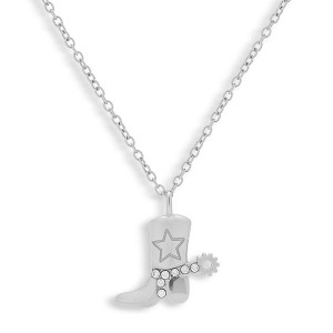EVRY JEWELS WATERPROOF Gold or Silver Plated Cowboy Boot Crystal Charm Necklace - 1 of 1