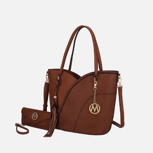 MKF Collection Imogene Two-tone Whip Stitches Vegan Leather Women’s Shoulder bag with Wallet by Mia K - 1 of 4