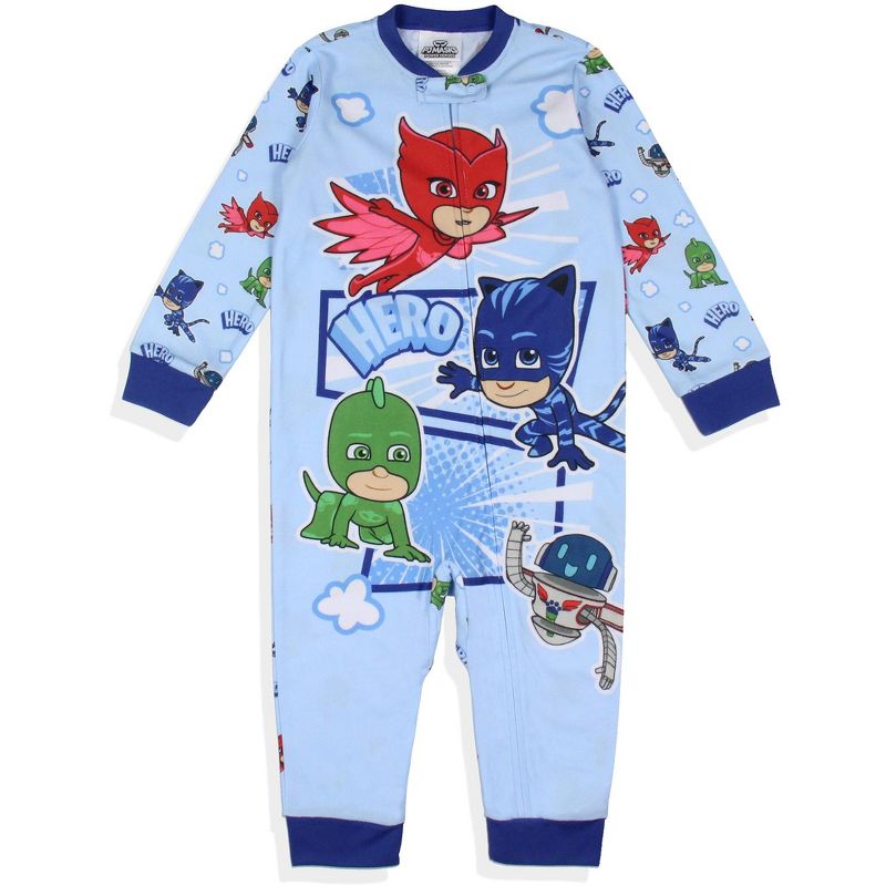 PJ Masks Toddler Boys' Gekko Catboy Owlette Hero Footless Sleeper Pajama Blue, 1 of 4