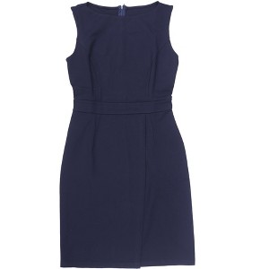 INSPIRE CHIC Women's Faux Wrap Sleeveless Boat Neck Work Summer Causal Sheath Midi Dresses - 1 of 2