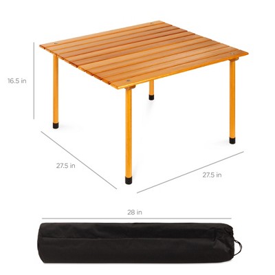 Portable Roll-Up 28.5" Wooden Table for Outdoor & Indoor Use