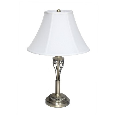 Antique Brass 3-Piece Lamp Set with White Bell Shades