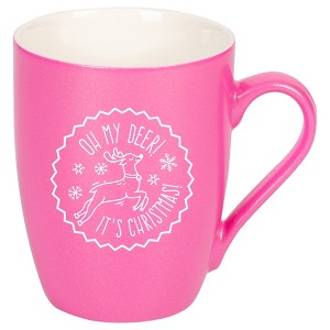 Elanze Designs Oh My Deer! It Is Christmas! Princess Pink 10 ounce New Bone China Coffee Cup Mug - 1 of 4