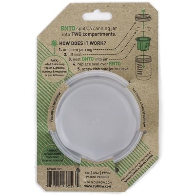 Cuppow Mason Jar Divider Cup Bento, Wide Mouth, Reusable, Food Storage, Ideal for Snacks, Lunch, and On-the-Go, Fits Standard Wide Mouth Mason Jars