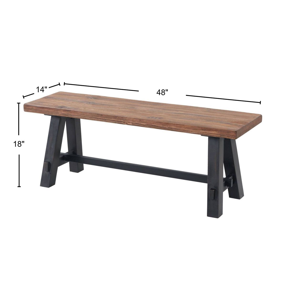 48" Odin Solid Wood Bench Black - Alaterre Furniture - thumbnail 7