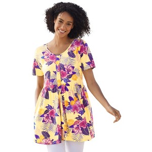 Woman Within Short-Sleeve Empire Waist Tunic - 1 of 4