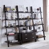 72'' Cappuccino Ladder Bookshelf with Drawers,5-Shelf Storage Organizer for Living Room,Office-Baofuwish - 2 of 4