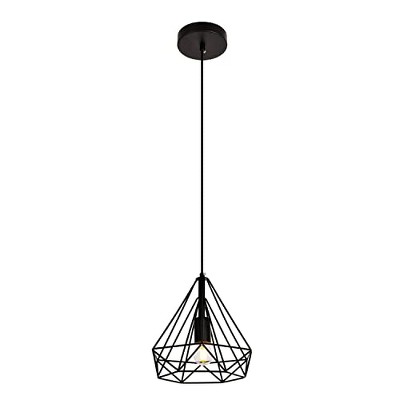 Modern Black Iron Geometric Pendant Light Fixture