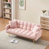 Aukfa 69"Convertible Sofa Bed with Teddy Fabric & Gold Legs - Modern Futon Couch Includes 2 Pillows, for Living Room/Bedroom - 3 of 4