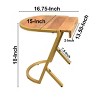 Syemin End Tables Modern C Shaped End Table Nightstand, Natural Small Accent Bedside Table, Tall Slide Under Couch Tables, Brown, 15"*16.75"*18" - 3 of 4