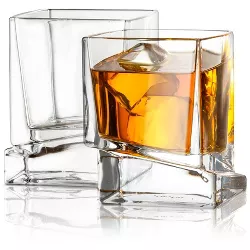 JoyJolt Carre Square Scotch Glasses - Set of 2 Old Fashioned Whiskey Glass - 10-Oz Bourbon Glasses