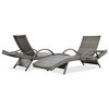 Nestfair Set of 2 Wicker Pull-out Side Table Adjustable Backrest Rattan Outdoor Chaise Lounge Gray - 3 of 4