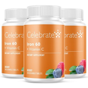 Celebrate Vitamins Iron 60 mg + Vitamin C Chewable Tablets, Berry - 1 of 4