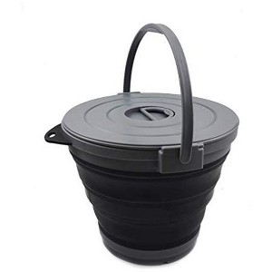 SAMMART 10L (2.64Gallon) Collapsible Fishing Bucket with Locking Lid - 1 of 4