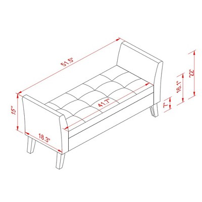 51.5'' Beige Velvet Upholstered Storage Ottoman Bench with Arms