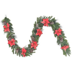 Acekool Frosted Holiday Decor Set with Wreath, Garlands, and Swags, Pinecone and Berry Accents, Indoor Outdoor Decoration - 1 of 1