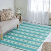 GDFStudio Kyley 5'3" x 7' Striped Indoor/Outdoor Area Rug, Teal/Ivory - 2 of 4