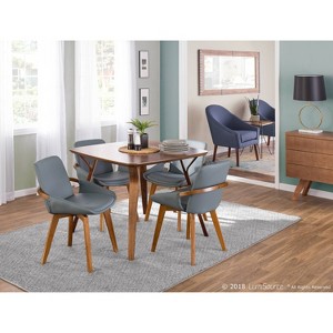 Cosmo Bamboo/Faux Leather Dining Chair Walnut/Gray - LumiSource: Mid-Century, Comfy, Armrest - 1 of 4