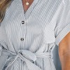 Women's Belted Striped Button-Front Dress- Cupshe - 2 of 4
