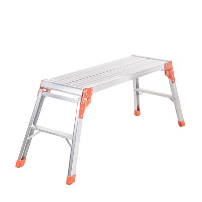 FURNIinspire Ladders Work Platform Aluminum Portable Bench Folding Ladder, Household Step Stool Ladder Foldable, Silver, 52.76"*16.14"*19.69"