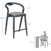 homfan Modern Bar Stools Set of 2 - Sleek Low Back Counter Height Stools Comfortable Indoor and Outdoor Barstools, Gray - 2 of 4