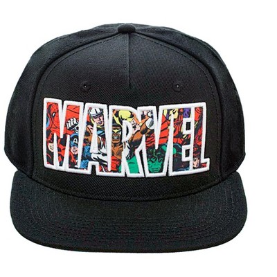 Bioworld Marvel Comic Logo Sublimated Bill Snapback Cap Hat Black : Target