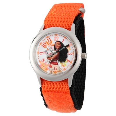 Girls' Disney Moana and Pua Stainless Steel Time Teacher Watch - Orange