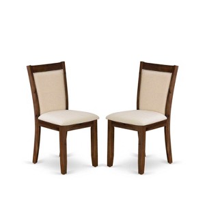 East West Furniture MZC0T01 Dining Chair Set of 2 - Cream Linen Fabric Seat and High Chair Back - Wire Brushed Linen White Finish (SET OF 2)` - 1 of 4