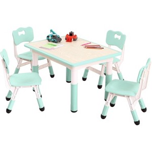 Kids Table and 4 Chairs Set,Multifunctional Desk Set, Height Adjustable, Graffiti Desktop, Easy to Wipe, Ergonomic Design for Ages 2-10 - 1 of 4