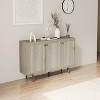 TIRAMISUBEST 47" Gray 3-Door Storage Cabinet - Wood Sideboard Buffet with Adjustable Shelf, Coffee Bar & Kitchen Organizer - 3 of 4