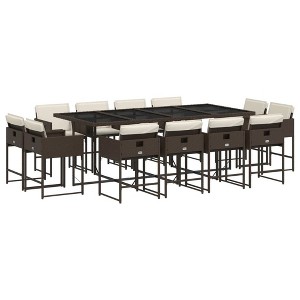 vidaXL Patio Dining Set Set of 12 Brown, Cream white - 1 of 4