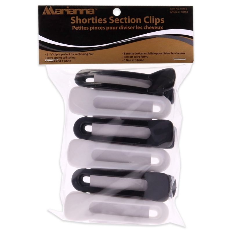 Shorties Section Clips - White-Black by Marianna for Women - 6 Pc Hair Clips, 1 of 4