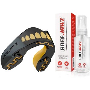 SafeJawz EXTRO Dual Layer Sports Mouth Guard with Case and Disinfectant Spray Bundle Kit for Basketball, Football, MMA, Hockey, Wrestling - Adult - - 1 of 4