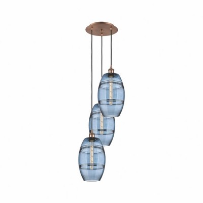 Vaz - 3 Light Cord Hung Multi Pendant In Industrial Style-30.38 Inches Tall and 14.5 Inches Wide
