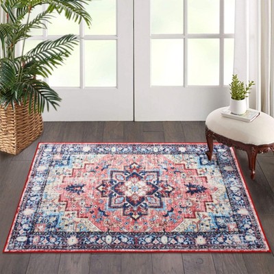 Garvee Boho Vintage Print Area Rug, Washable Floral Print Rug with Low-Pile,Soft Carpet for Home Office