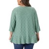 Women's Plus Size Eyelet Open Front 3/4 Sleeve Draped Ruffle Netted Knit Casual Cardigans - Agnes Orinda - 4 of 4