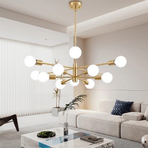 POWLIG Modern Sputnik Chandelier with Adjustable Height - Ceiling Fixture for Dining Room, Kitchen Island - 1 of 4
