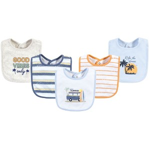 Hudson Baby Infant Boy Cotton Bibs, Gone Surfing, One Size - 1 of 4