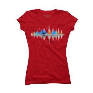 Junior's Design By Humans Sounds of Nature Color Tree Notes By NomAdartStudio T-Shirt - 1 of 2