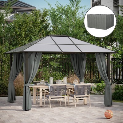 Gray Polyester Universal Gazebo Sidewall Set with Hooks