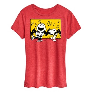 Women's - Peanuts - Charlie And Snoopy Dance Time Short Sleeve Graphic T-Shirt - 1 of 4