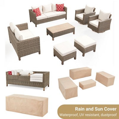 7 - Piece Patio Conversation Set With Swivel Chairs and Coffee Table